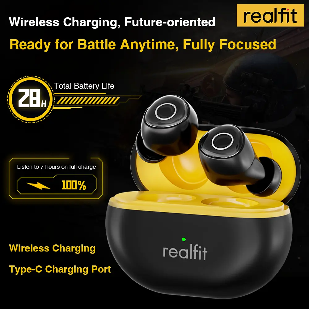 Tai Nghe Nhét Tai Nghe Bluetooth, Realfit F4 AI ANC, Khử Tiếng Ồn Chủ Động, Có Điều Khiển Mic, Ứng Dụng Điều Chỉnh EQ, Chế Độ Trò Chơi, Độ Trễ Thấp | BigBuy360 - bigbuy360.vn