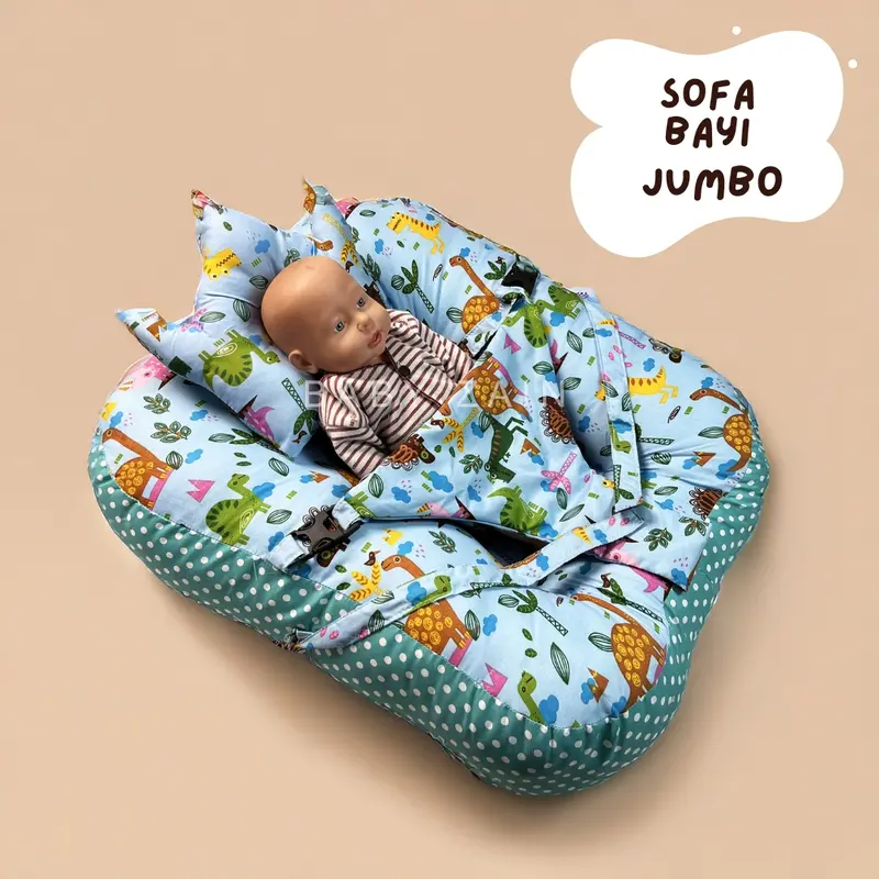 Sofa Bayi Jumbo Multifungsi Dilengkapi Safety Belt | Sofa Bayi Duduk | Sofa 3 in 1 | Sofa Empuk | Sofa Free Bantal Peang | Sofa tidur | Sofa baby newborn 6