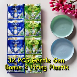 Gentle Gen Cair Cuci Baju 80 Ml - 16 Sachet 32 Pcs Bonus 2 Piring Plastik Hemat Praktis Efisien untuk Kebutuhan Sehari-hari Anda