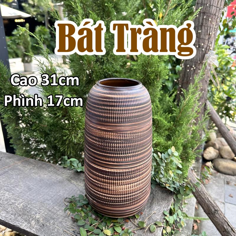 Bát Tràng Bình Gốm Đu Đủ Men Nâu Mộc Cắm Hoa Tết decor Gốm Sứ Bát Tràng