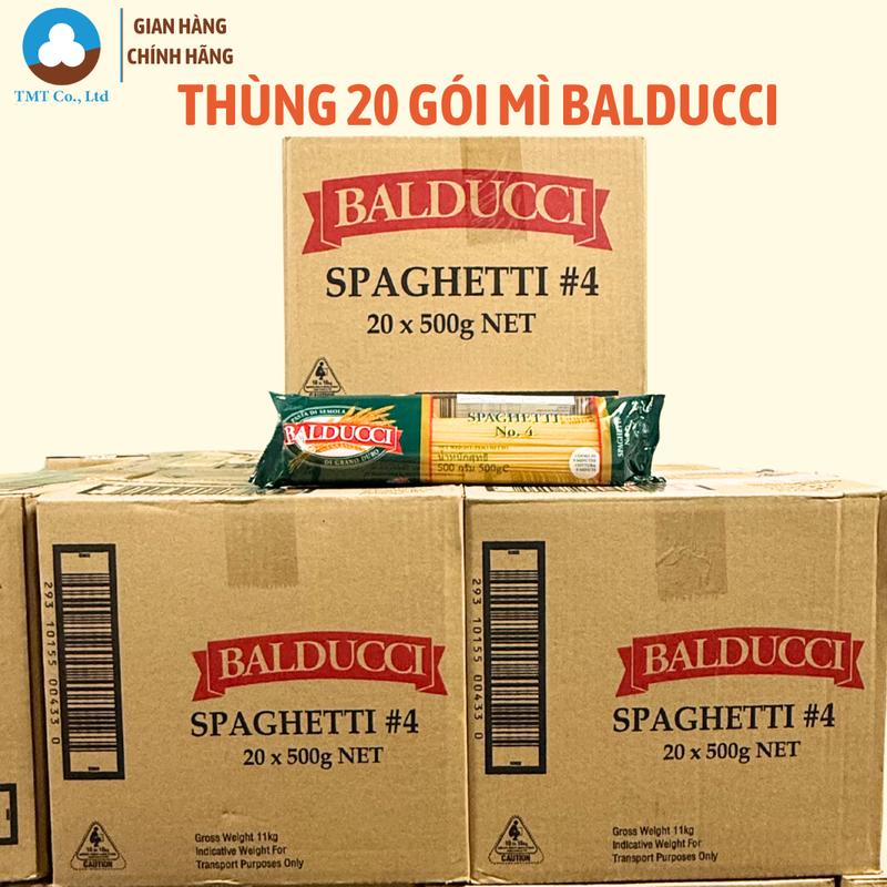 Thùng 20 gói mì ý spaghetti Balducci No.4 500g Mỳ Ý dạng sợi tròn