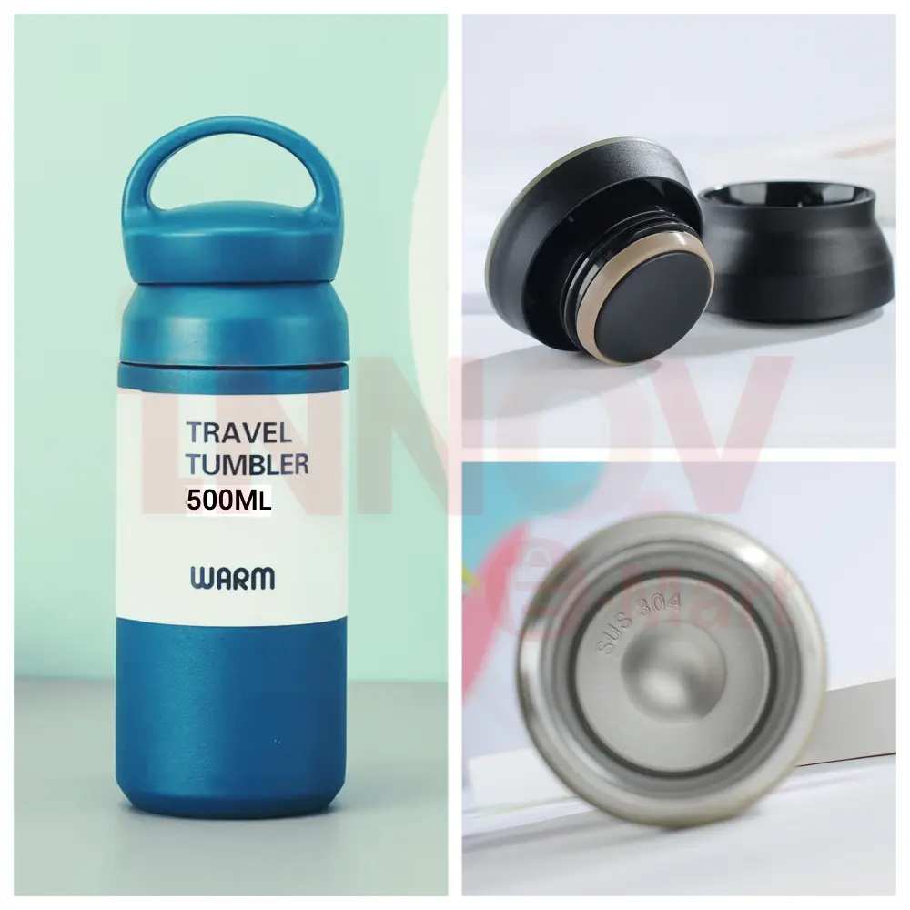 500ml Thermal Vacuum Bottle - Keep Cold and Hot Drinks For Up to 12 Hours Drinkware Insulation Flasks Stainless Steel Portable Tumbler Water Bottles insulated bottle Bottled Mug black 13-24 hours stainlesssteel bottle