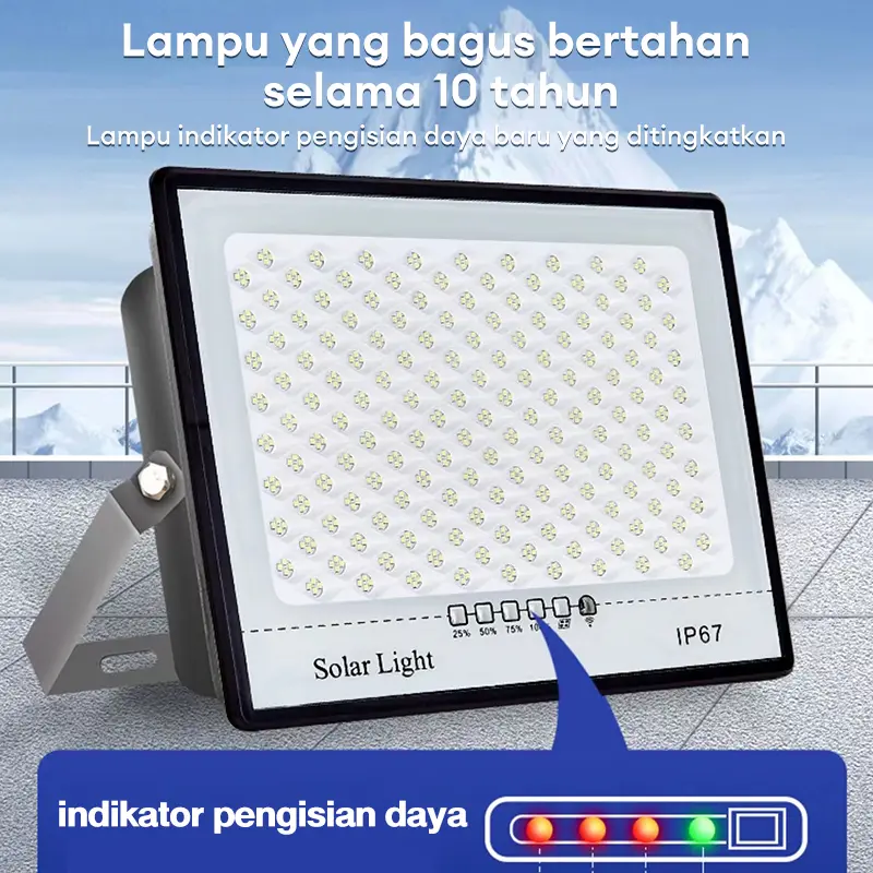 【Garansi 10 tahun】Lampu tenaga surya 【Fungsi flash】 Lampu Tenaga Matahari 1500W Ready Stock led tahan lama solar panel Lampu tempered glass lampu meja luar ruangan 2