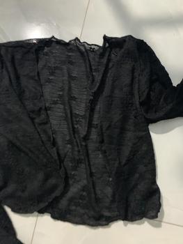 Product Review of Áo khoác cardigan croptop dài tay nữ vải len lưới hoa xuyên thấu khoác áo kiểu đầm hở sang chảnh G649 Nhung Women Ren Viền Ren Màu Đen Voi from u**n 2