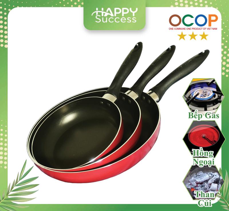 Combo Chảo Chống Dính Hợp Kim HAPPY Success Set 18 22 và 26cm Không dành cho bếp từ