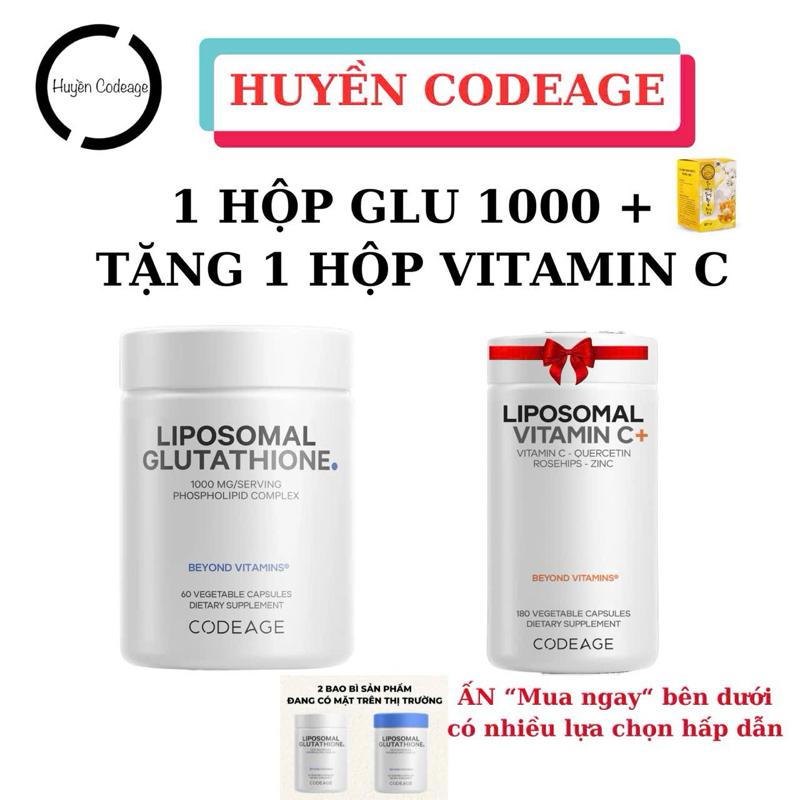 GLU 1000 Giá Tốt 1 Hộp Liposomal Glutathione Codeage 1000mg Tặng 1 Hộp Vitamin C hỗ trợ sức khoẻ - Huyền Codeage