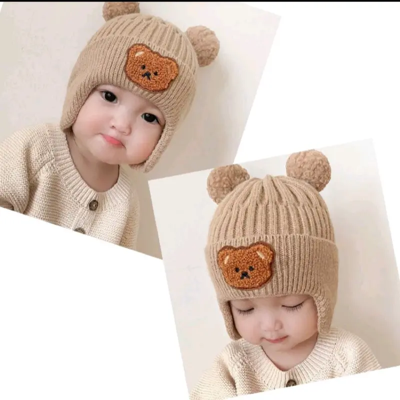 Topi Kupluk Bayi Bear Korea (0-1 tahun) Hitam Kuning 2
