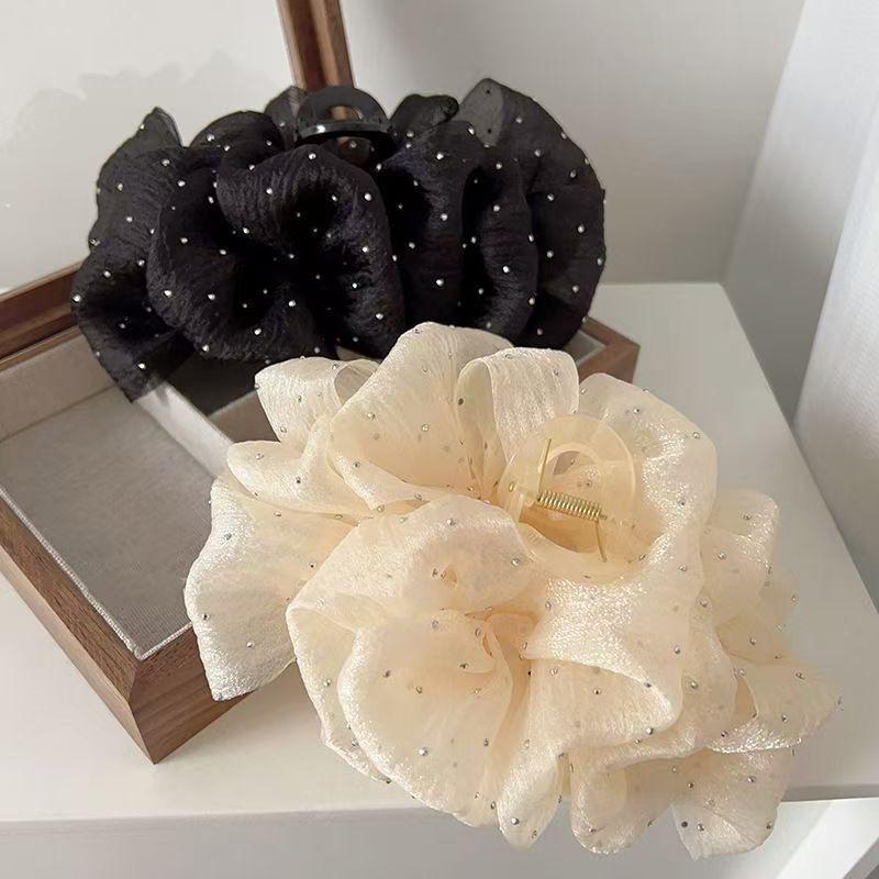 Kẹp Tóc Lưới Bong Bóng Đính Đá Phong Cách Hàn Quốc2025