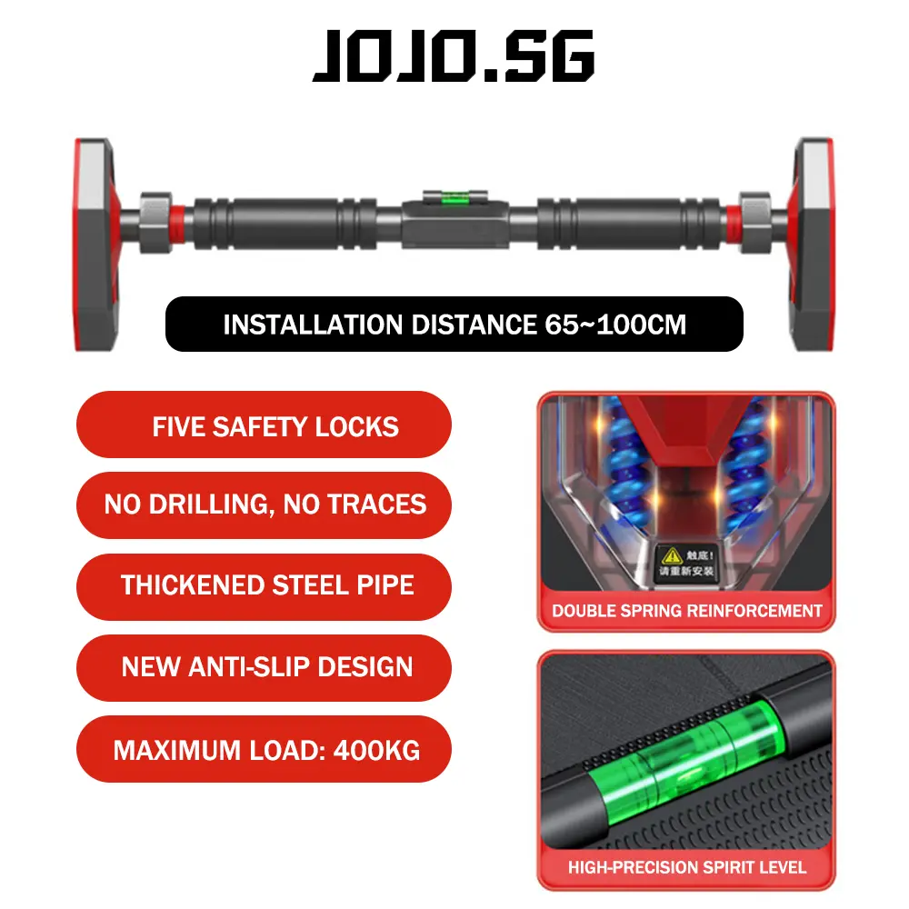 Pull Up Bars, Portable Home Chin Up Fitness Equipment, Pull Up Bar No Drilling, Load Bearing, SPIRIT LEVEL