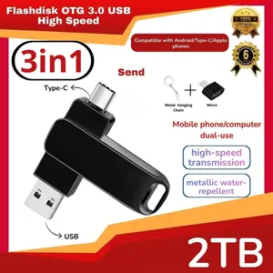 Elek ID Flashdisk OTG Type-C 3.0 2TB USB High Speed Penyimpanan Ekstra untuk HP&PC Kapasitas Besar 2TB Dual Interface Type-C & USB 3 Warna Tersedia Pink Silver Hitam Storage Android
