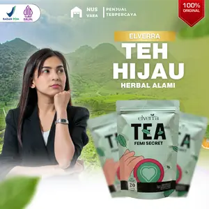 Teh Elverra Femi Secret Teh Dengan green tea, Kunyit Jahe dan Serai Teh Rimpang Original 100% Teh Hijau Original