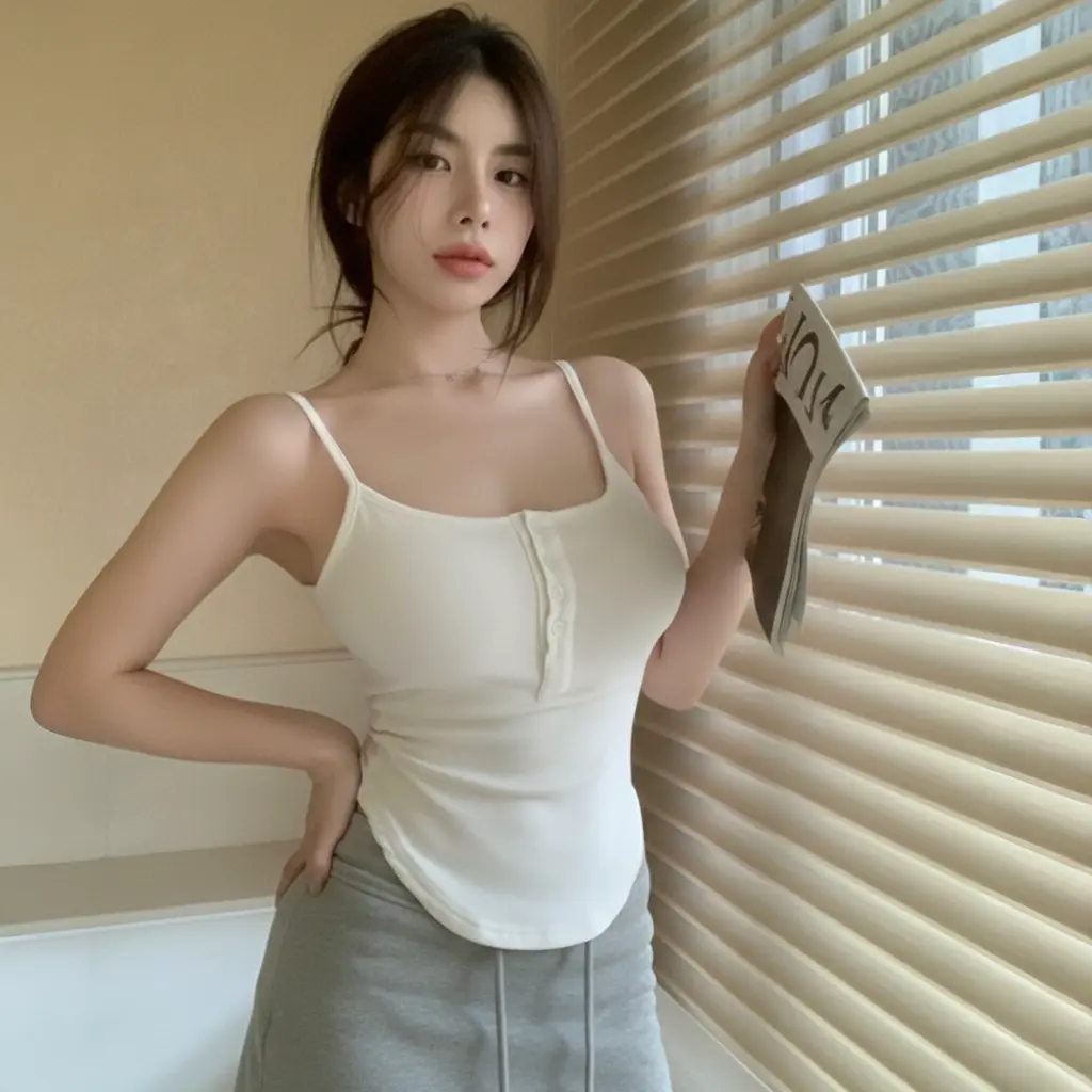 Áo 2 Dây Nữ Kiểu Vạt Bầu DaaLaa Store Phối Cúc Cài Cổ Quyến Rũ A5912 Women Top