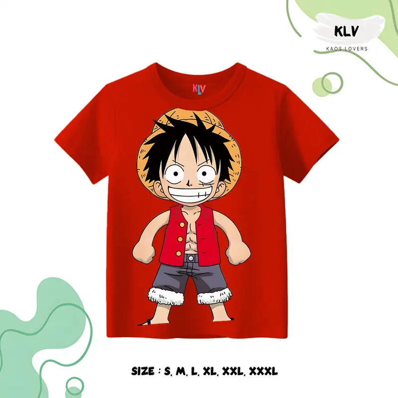 Kaos Anak Unisex Gambar Luffy Grin Distro 30s Sablon 6