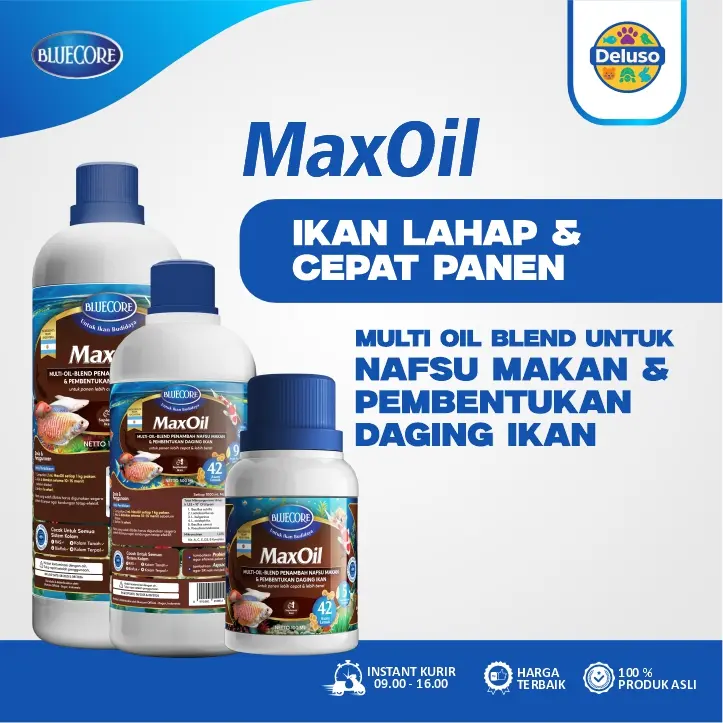 Bluecore MaxOil Vitamin Ikan Penambah Nafsu Makan dan Pembentukan Daging Gurame Lele Nila Patin
