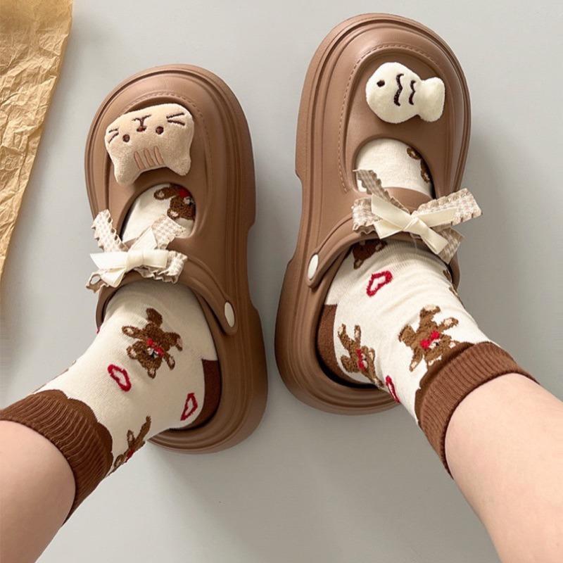 Product Introduction of Dép sục nữ phối nơ hình ChiPi đáng yêu, dép sục nữ đế cao gồm 3 màu 21