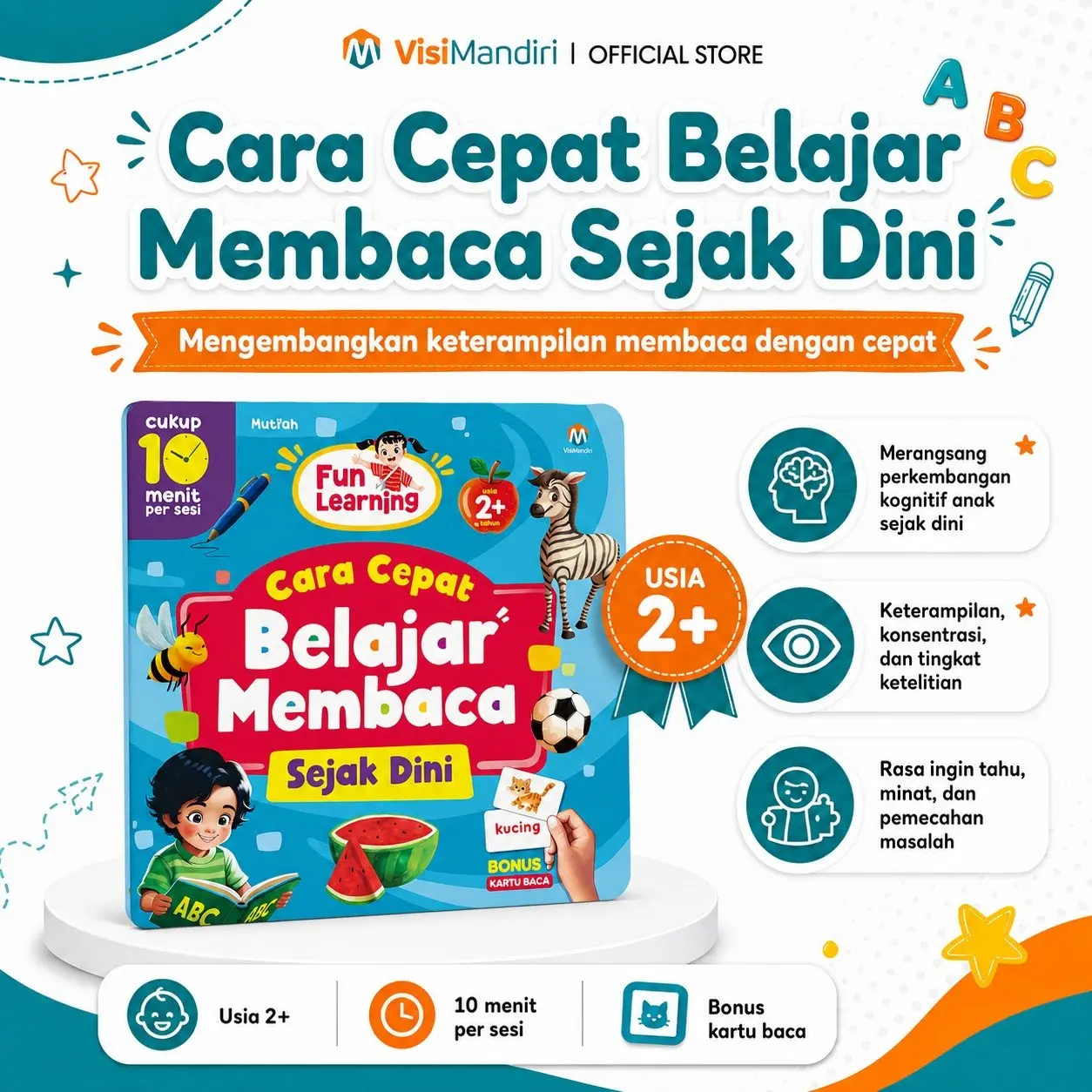{READY) Buku Cara Cepat Belajar Membaca Sejak Dini - Belajar Membaca untuk Anak 2 Tahun