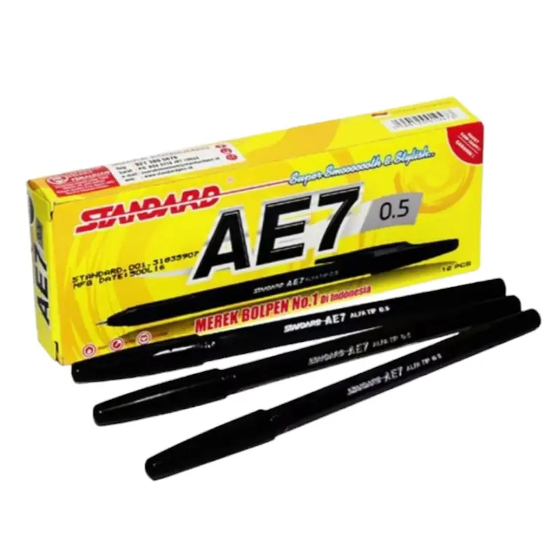 Pulpen Standart AE7 / 1 pack isi 12 pcs Stationery Hitam Tinta 0