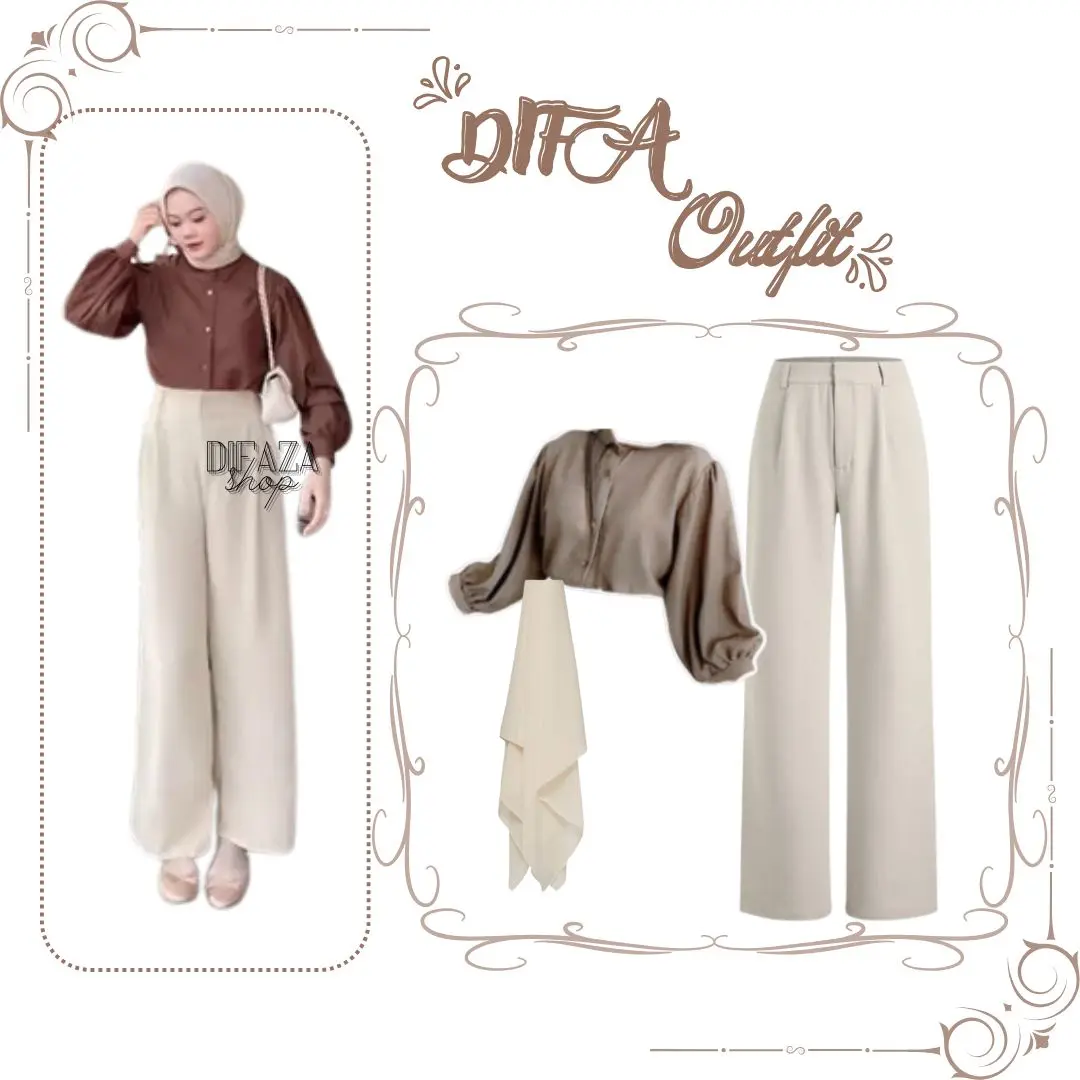 DF 544 - Oneset Kekinian ala Korea {JILBAB, BLOUSE, CELANA} OOTD korean style