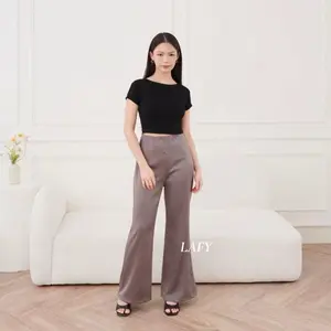 Lafy.id - Yoora Satin Pants Celana Highwaist Flare Pants Wanita
