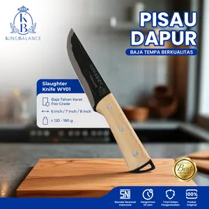 King Balance Pisau Dapur Hitam Tajam WY01 Baja Jerman Karbon Tinggi Tempa Tahan Karat & Kokoh Cocok untuk Memotong Daging Sayur dan BBQ Luar Ruangan