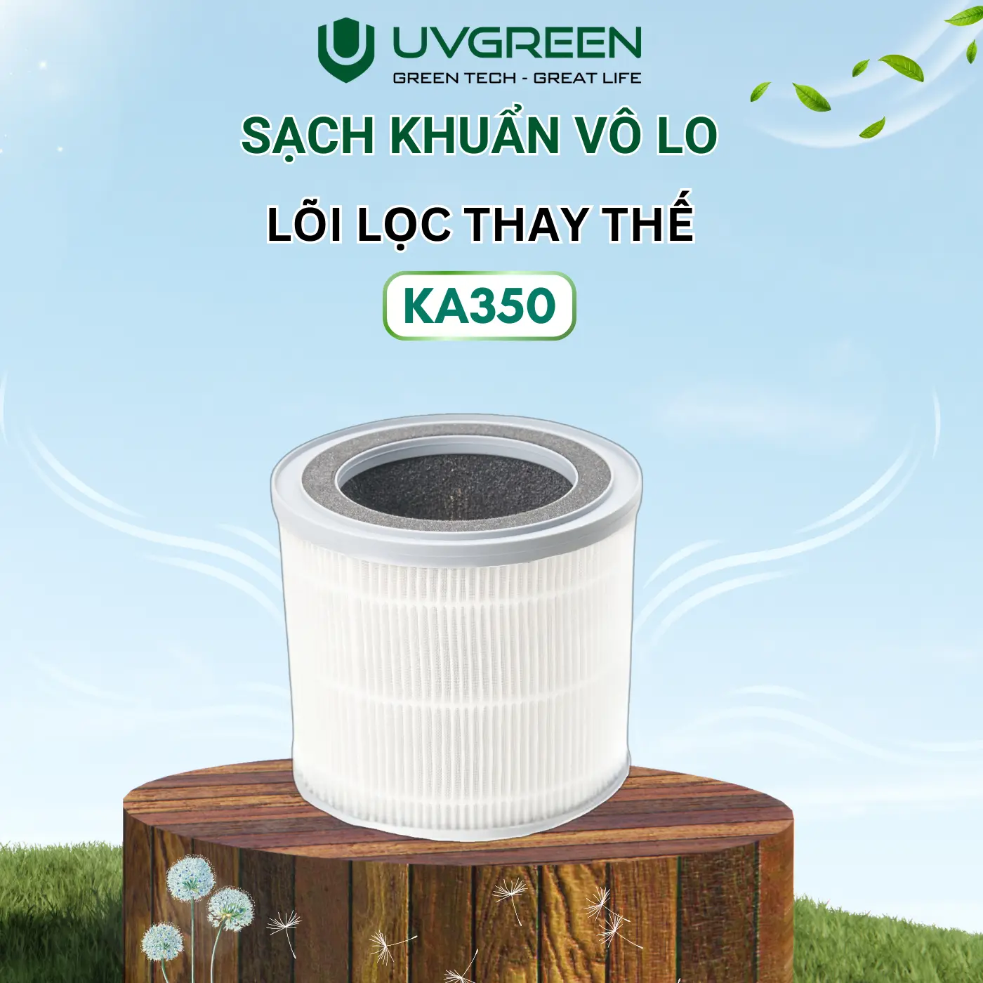 Lõi Lọc KA350 (Quý khách chú ý chọn lọc phù hợp với model sản phẩm) - Màng Lọc HEPA H13 Diệt Khuẩn Cho Máy Lọc Không Khí UVGREEN