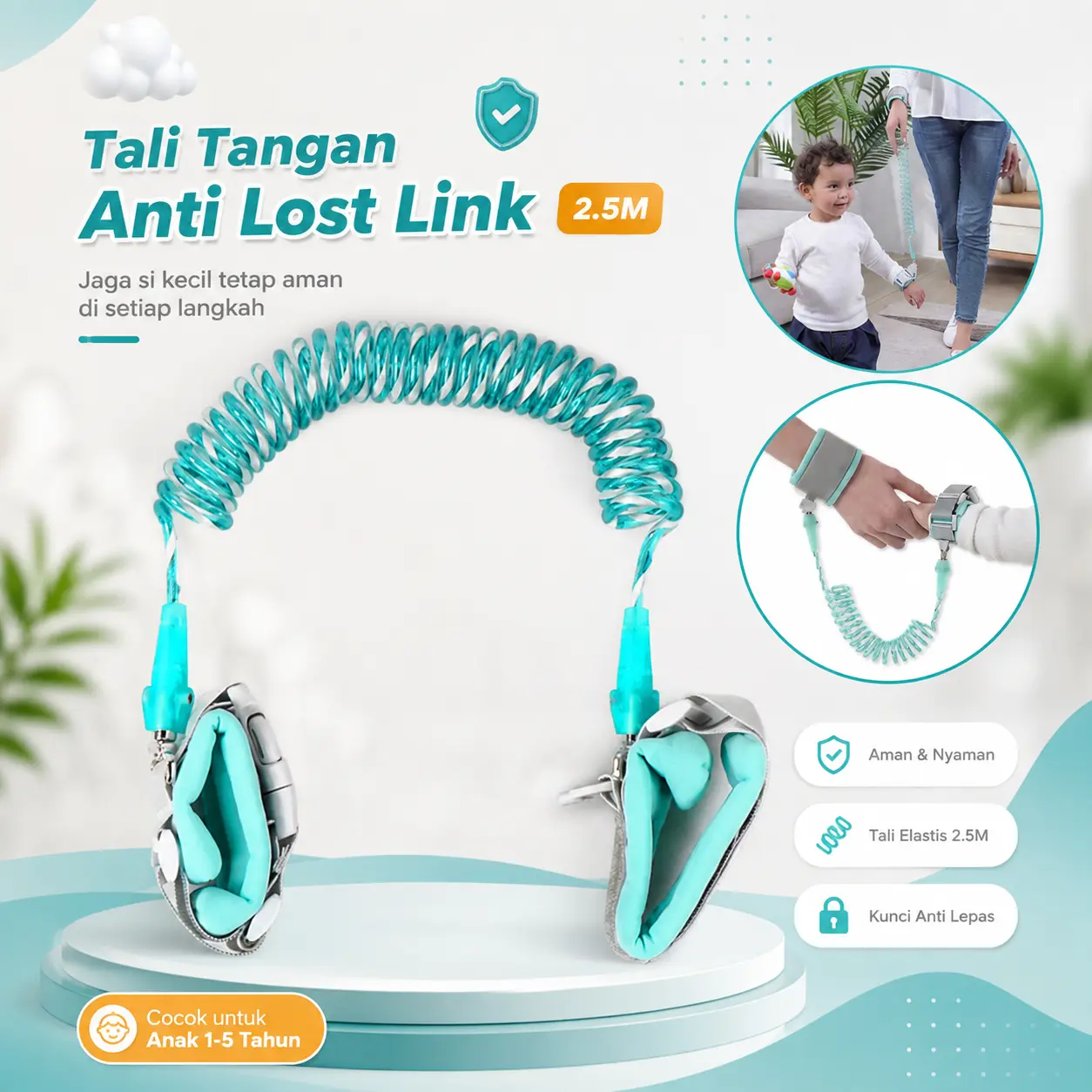 Harness Balita Tali Tangan Anti Lost Wrist Link Kids 2.5M Babyplay