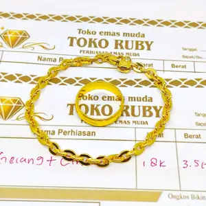 [FREE CINCIN] Gelang Nuri Kaca Model Emas Muda Plus Cincin Polos Anti Luntur