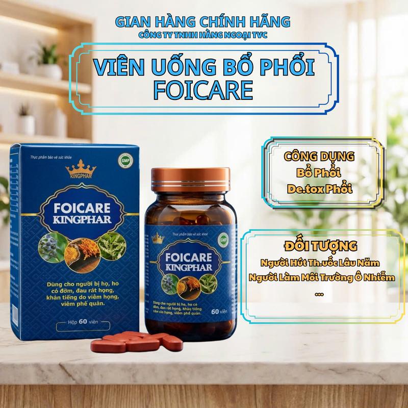 Viên Uống Thanh Lọc Bổ Phổi,Tăng Cường Sức Đề Kháng 60 viên Foicare Kingphar