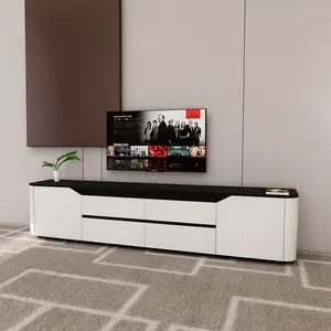 Meja Tv Minimalis Modern Lowboard Aestetik Model Round atau Lengkung | SLR FURNITURE