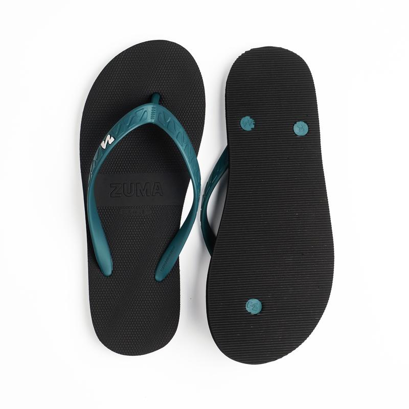 Zuma Men Classic 31 Black Turquoise, Sandal Jepit Pria Karet Polos, Hitam Pirus 4