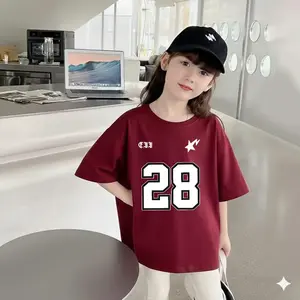 Kaos Oversize Anak Perempuan Angka 28 Buat Umur Anak 3-14 Tahun / Cotton Soft Bahan Adem Dan Nyaman