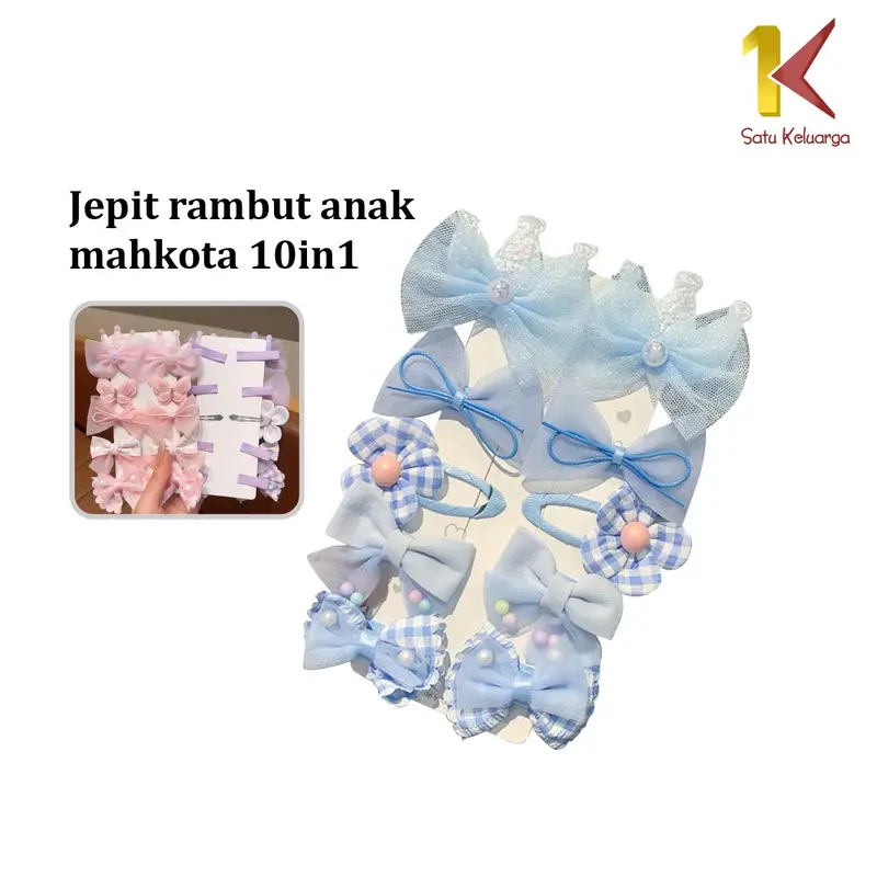 [COD] SK C1082 Jepit Rambut Mahkota 10IN1 Anak Perempuan Korean Fashion 1