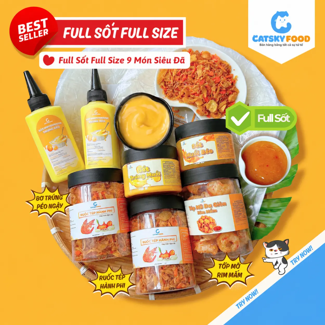 [COMBO Best Seller] Bánh Tráng Phơi Sương Catsky Food - Ruốc Tép Khô Hành Phi Hương Vị Đậm Đà, Bo Trứng Thơm Beo, Đồ Ăn Vặt Snack Food Chua, Cay, Nước Sốt, Banh Trang Bơ Combobanh Tuổi Thơ