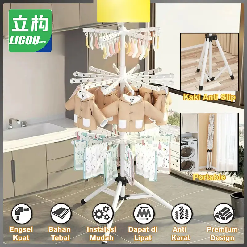 Jemuran Baju Bayi Jemuran Klip Rak Jemuran Baju  Hanger Baju Bayi Serbaguna Rak Pengeringan Bergerak 0