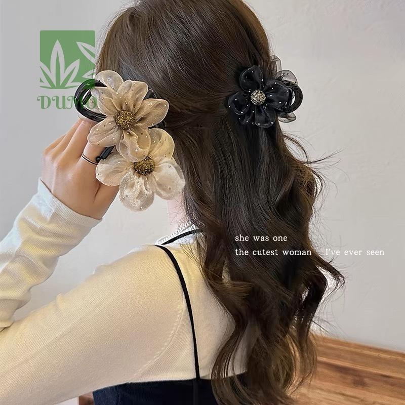 Kẹp Tóc Hoa Lưới, Dành Cho NữPhong cách mớiNâng cao và thanh lịchKẹp Tóc Đuôi Ngựa CaoKẹp Sau ĐầuPhụ kiện tóc