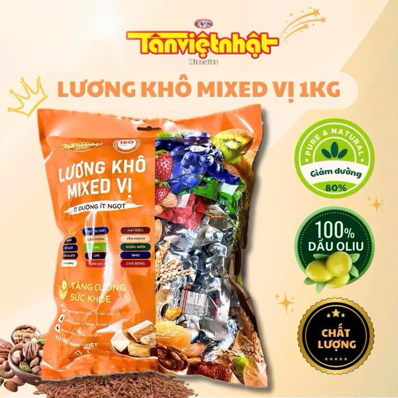  Túi 1Kg Lương khô mix vị TVN vị Hạt dinh dưỡng và trái cây thơm ngon tiện dụng  Khoảng 60-65 gói nhỏ  Ăn Vặt Food 