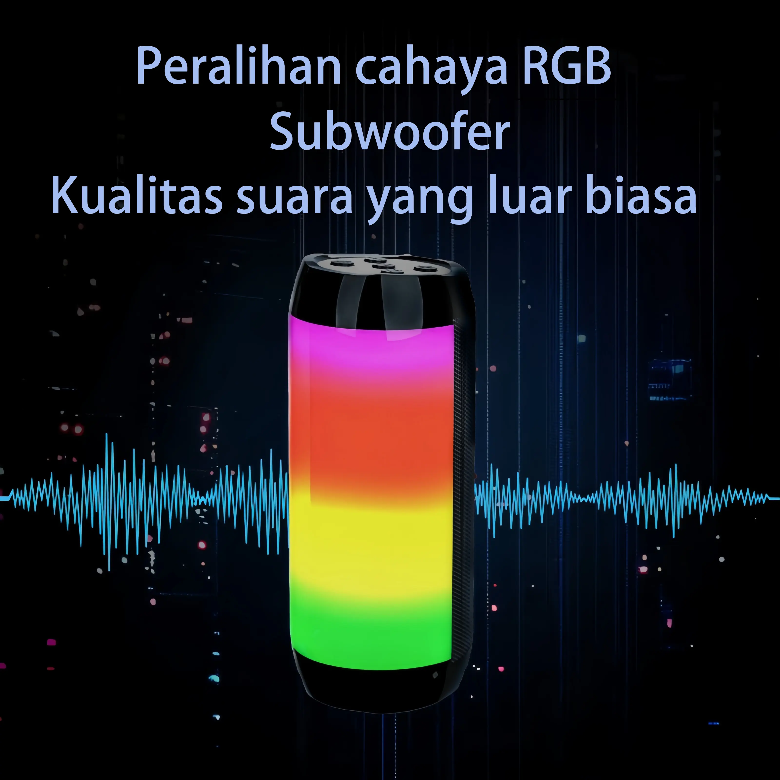 【Speaker Bluetooth】【double speaker - Lampu Berjalan Warna-warni】【COD】Bass ekstra berat,bluetooth double speaker,Lampu berjalan,Ringan - mudah dibawa， Wireless， Led