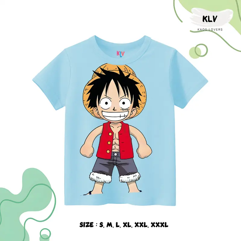 Kaos Anak Unisex Gambar Luffy Grin Distro 30s Sablon 8