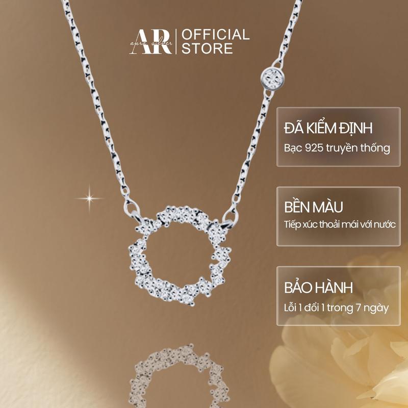  Vòng cổ AURA bạc nữ dây chuyền huyền thoại biển xanh mặt nạm đá tấm-AURASILVER-DC06 