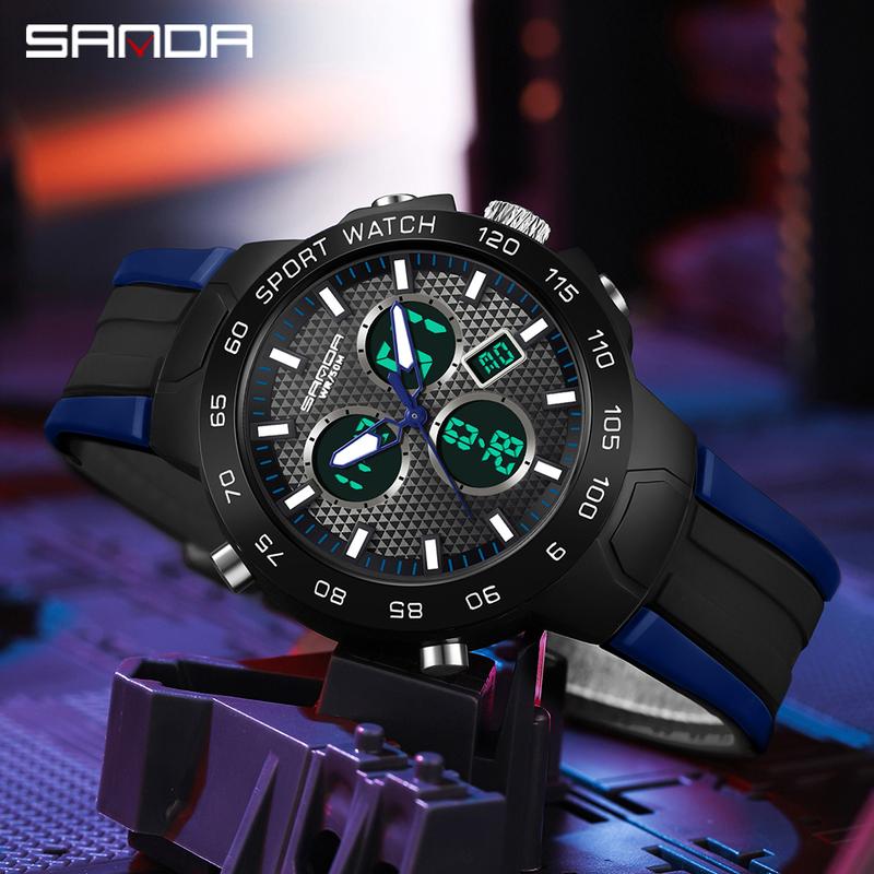 SANDA 3112 Quartz Analog Dual Time Digital Casual 3 ATM Wate - TikTok ...