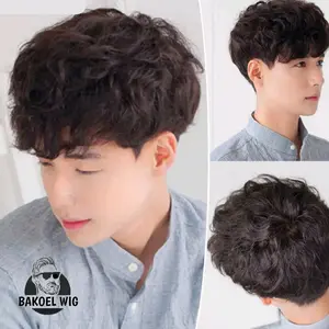 WIG PRIA KOREA RAMBUT PENDEK IKAL DENGAN PONI IKAL  WARNA HITAM COKLAT kode Ikal