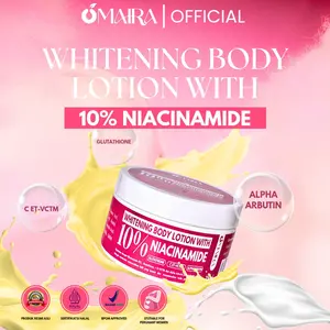 Omaira Whitening Lotion KUNING with 10% Niacinamide + Sunscreen Agent | Membantu Melembabkan Kulit Tubuh | Membantu menyamarkan Bekas luka (BPOM dan HALAL)