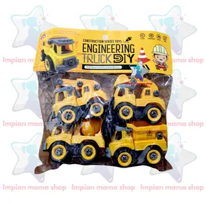 Mainan Anak DIY Mobil Truk Kereta Rakit Konstruksi Bongkar Pasang Dengan Obeng isi 4 pcs