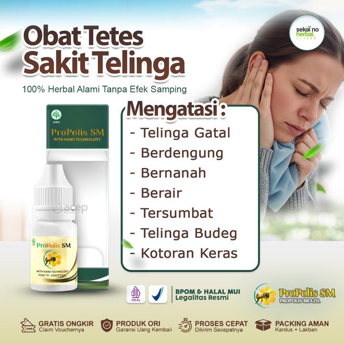 Gambar Obat Tetes Telinga Sakit, Berair dan Bau, Congek, Mengeras dengan Propolis SM Tanpa Efek Samping dari Sekai No Herbal Kota Administrasi Jakarta Barat Tokopedia