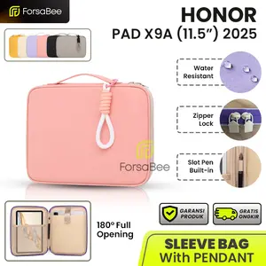 FORSABEE - Tas untuk Honor Pad X9A 11.5 / X8A 11 Inch 2025 Sleeve Pouch Bag Sarung Soft Case Casing Cover Tempat Tab Tablet Warna Lucu Aesthetic Pastel Pink Anak Sekolah Kuliah Kerja