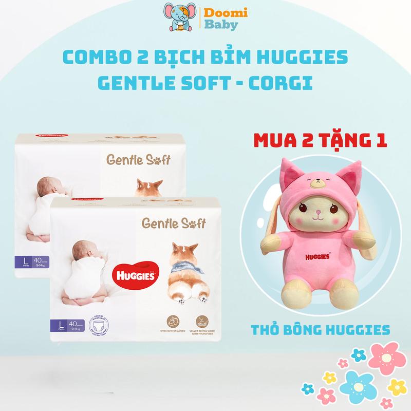 [Combo 2 Bịch] Bỉm Huggies Corgi Mềm Mại, Bỉm Hè Thấm Hút Chống Tràn Vượt Trội - HN009