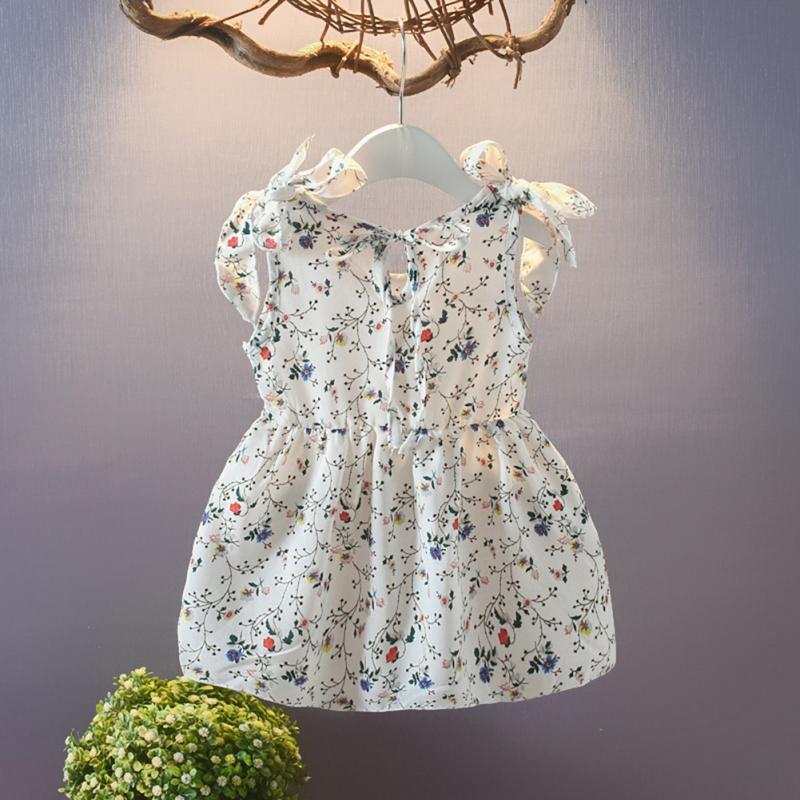 Product Introduction of Summer Casual Baby Girls Floral Pattern Strap Dress Cotton Kids Toddler Sleeveless Pageant Sundress 11