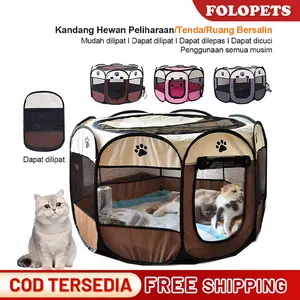 FOLOPETS Kandang Lipat Portable - Tenda Lipat 8 Panel untuk Kucing & Anjing! (Desain Besar & Praktis, Cocok untuk Melahirkan & Aktivitas Harian, Bahan Kain Berkualitas)