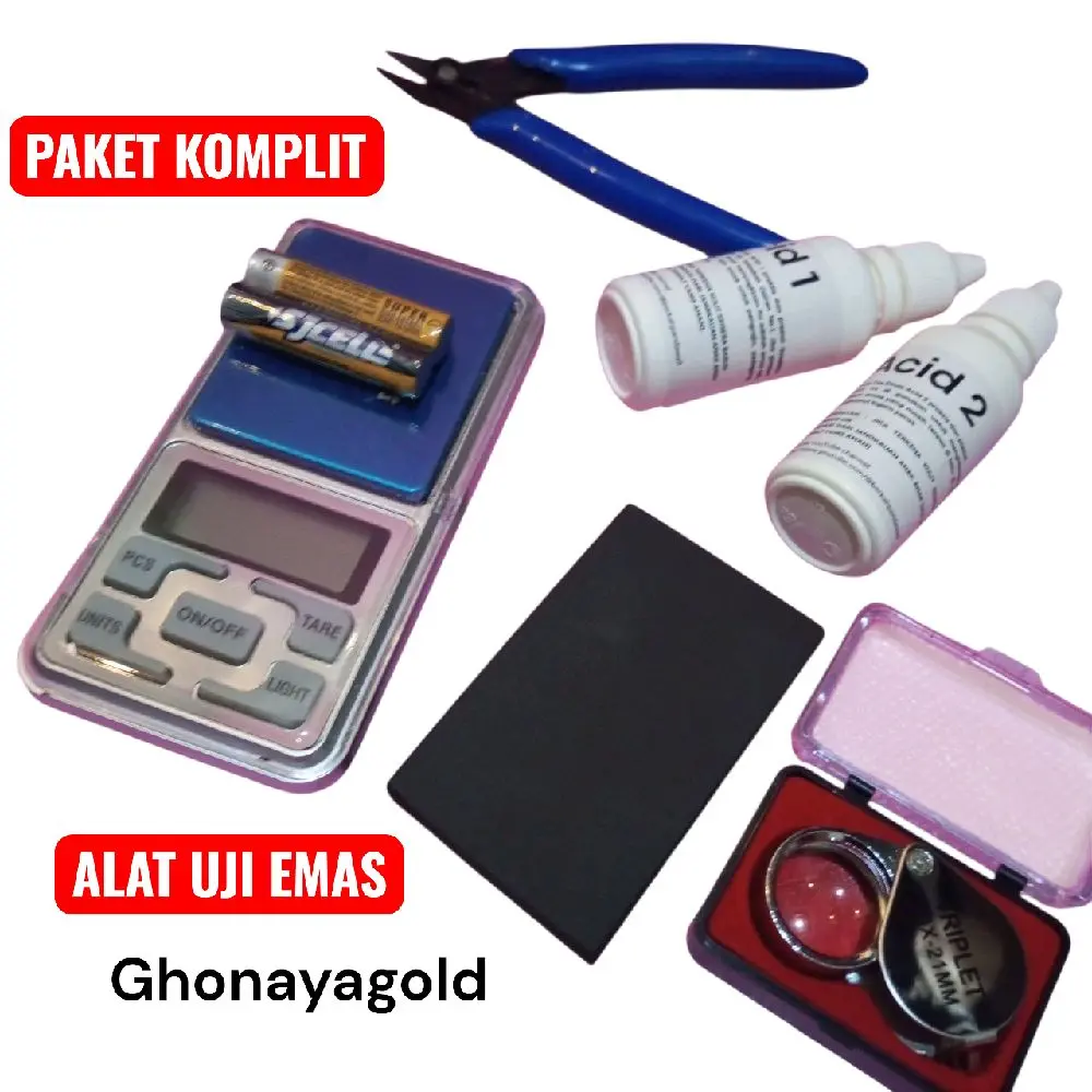 ALAT TES UJI EMAS KOMPLIT TIMBANGAN, KACA PEMBESAR DAN GUNTING KAWAT