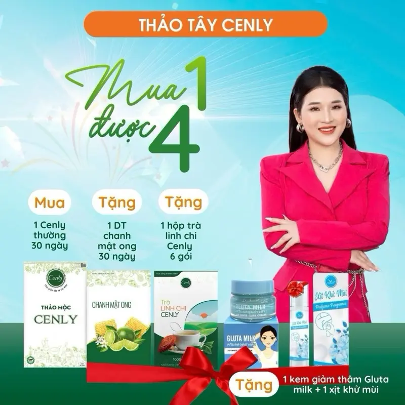 [BÁN CHẠY NHẤT ] Trà Linh Chi cenly - Thảo mộc Cenly 30viên + TẶNG 1hộp chanh mật ong 30viên + TẶNG 1hộp Trà Linh Chi túi lọc mini size 6gói + TẶNG 1Combo kem giảm thâm nách GLUTAMILK + xịt khử mùi / viên thảo mộc hỗ trợ làm đẹp Thảo Tây Cenly